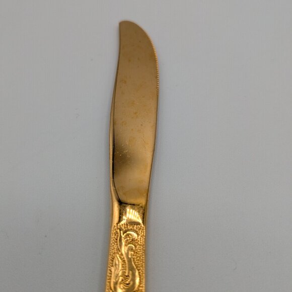 Americana Golden Heritage Flatware Golden Scroll 6 Dinner Knives 8"  - Vintage - Picture 4 of 12